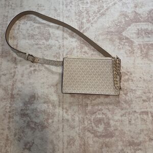 Michael Kors Cream Crossbody Belt Bag with Chain Strap